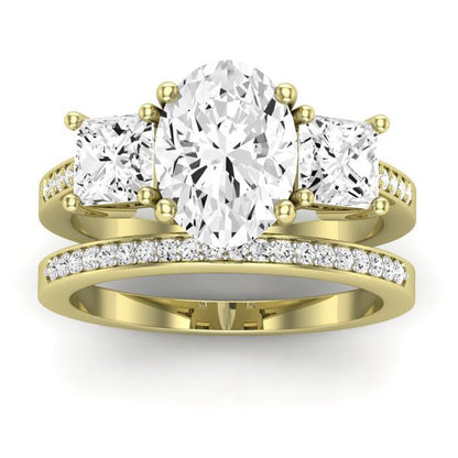 Dietes Moissanite Matching Band Only (does Not Include Engagement Ring) For Ring With Oval Center yellowgold