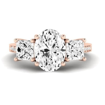 Dietes Moissanite Matching Band Only (does Not Include Engagement Ring) For Ring With Oval Center rosegold