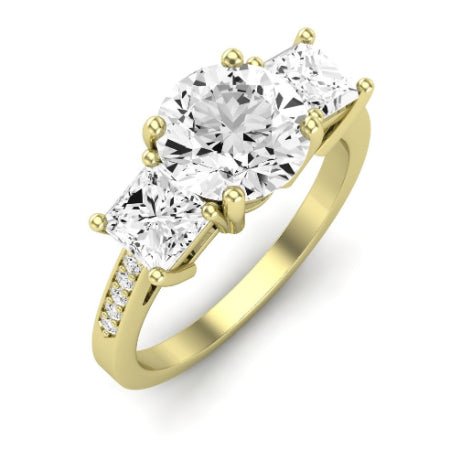 Dietes Moissanite Matching Band Only (does Not Include Engagement Ring) For Ring With Round Center yellowgold