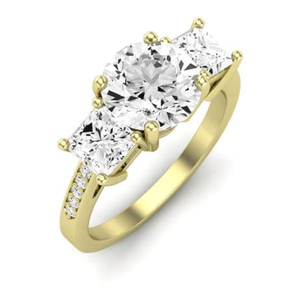 Dietes Moissanite Matching Band Only (does Not Include Engagement Ring) For Ring With Round Center yellowgold
