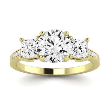 Dietes Moissanite Matching Band Only (does Not Include Engagement Ring) For Ring With Round Center yellowgold