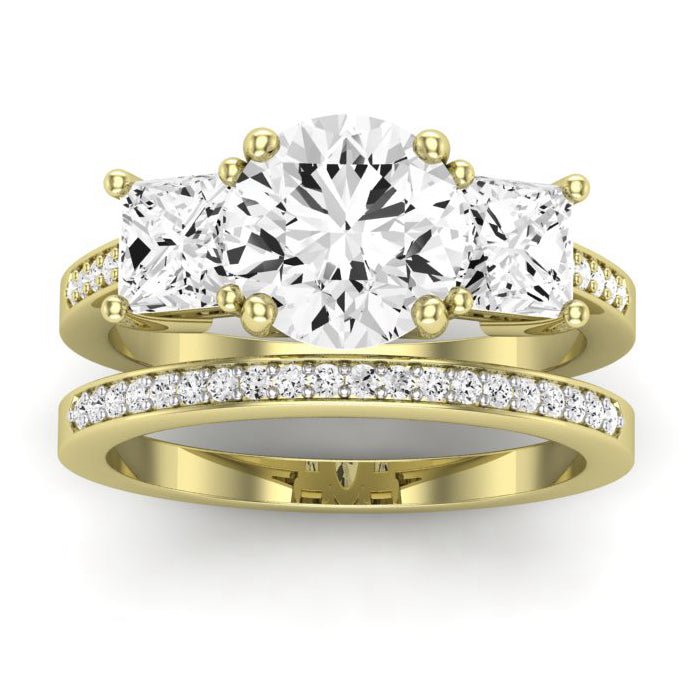 Dietes Moissanite Matching Band Only (does Not Include Engagement Ring) For Ring With Round Center yellowgold