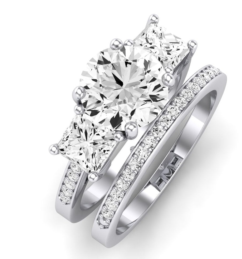 Dietes Moissanite Matching Band Only (does Not Include Engagement Ring) For Ring With Round Center whitegold