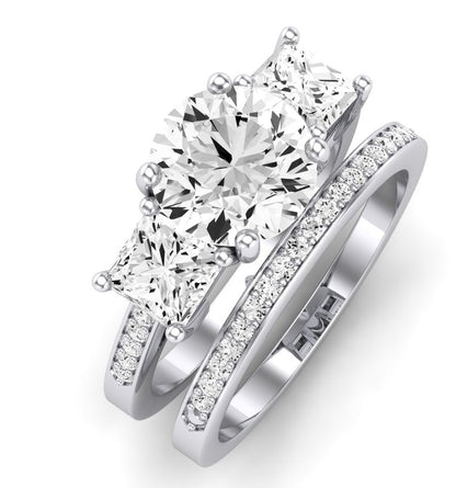 Dietes Moissanite Matching Band Only (does Not Include Engagement Ring) For Ring With Round Center whitegold