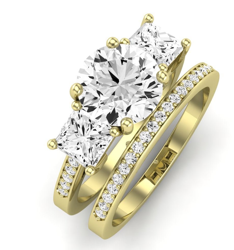 Dietes Moissanite Matching Band Only (does Not Include Engagement Ring) For Ring With Round Center yellowgold