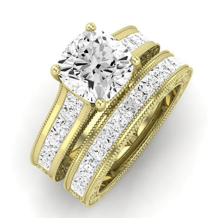 Edelweiss Diamond Matching Band Only (does Not Include Engagement Ring) For Ring With Cushion Center yellowgold