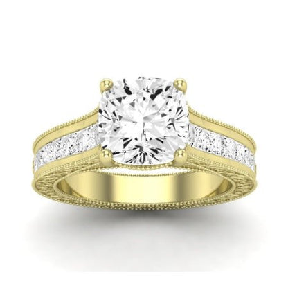 Edelweiss Diamond Matching Band Only (does Not Include Engagement Ring) For Ring With Cushion Center yellowgold