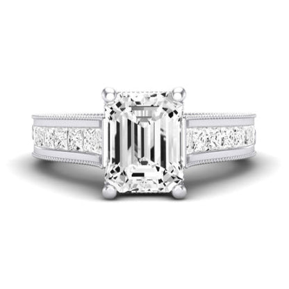 Edelweiss Diamond Matching Band Only (does Not Include Engagement Ring) For Ring With Emerald Center whitegold