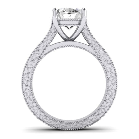Edelweiss Moissanite Matching Band Only (does Not Include Engagement Ring) For Ring With Oval Center whitegold