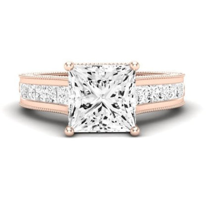 Edelweiss Moissanite Matching Band Only (does Not Include Engagement Ring) For Ring With Princess Center rosegold