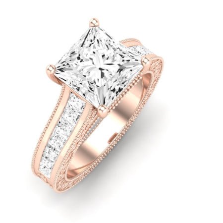 Edelweiss Moissanite Matching Band Only (does Not Include Engagement Ring) For Ring With Princess Center rosegold