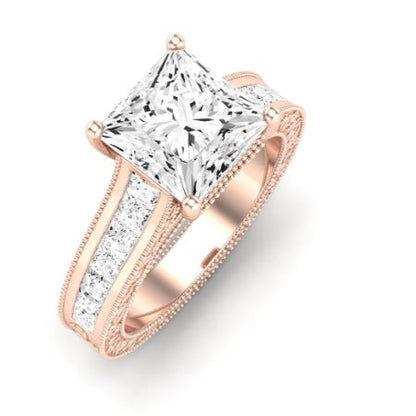Edelweiss Moissanite Matching Band Only (does Not Include Engagement Ring) For Ring With Princess Center rosegold
