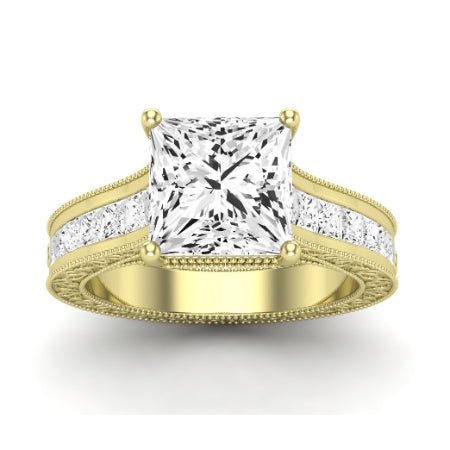 Edelweiss Moissanite Matching Band Only (does Not Include Engagement Ring) For Ring With Princess Center yellowgold