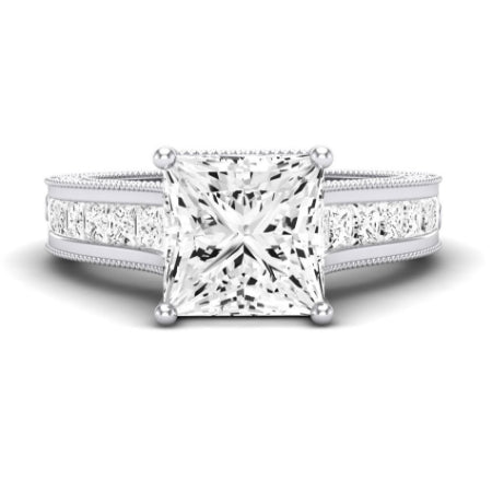 Edelweiss Moissanite Matching Band Only (does Not Include Engagement Ring) For Ring With Princess Center whitegold