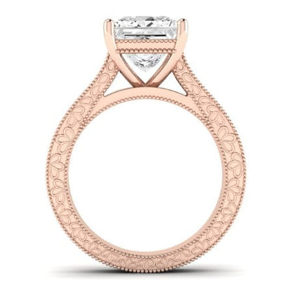 Edelweiss Moissanite Matching Band Only (does Not Include Engagement Ring) For Ring With Princess Center rosegold