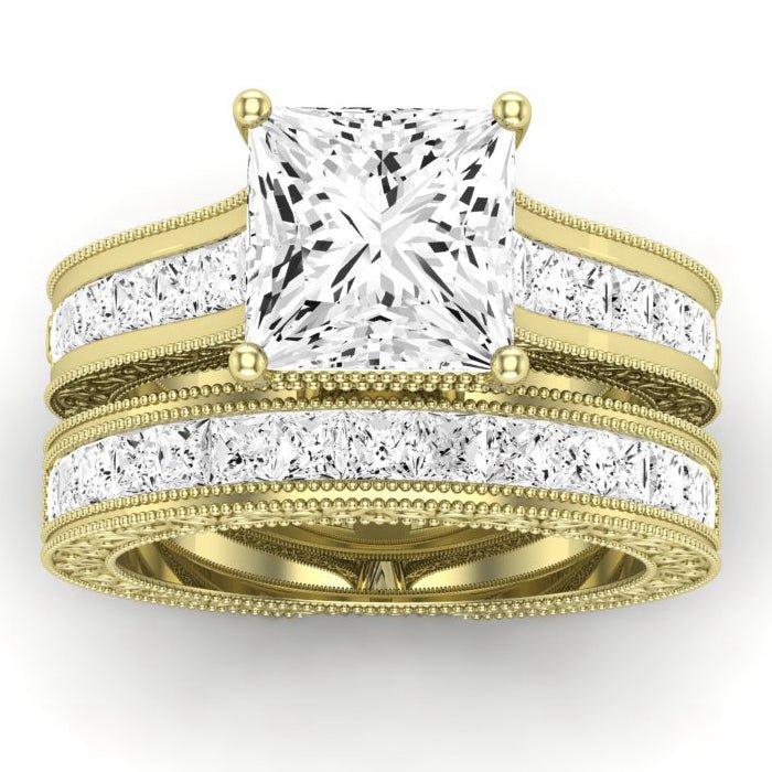 Edelweiss Moissanite Matching Band Only (does Not Include Engagement Ring) For Ring With Princess Center yellowgold