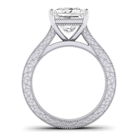 Edelweiss Moissanite Matching Band Only (does Not Include Engagement Ring) For Ring With Princess Center whitegold