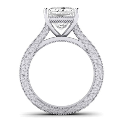 Edelweiss Moissanite Matching Band Only (does Not Include Engagement Ring) For Ring With Princess Center whitegold