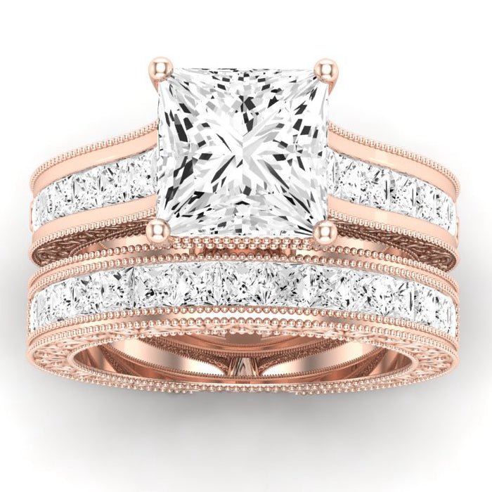 Edelweiss Moissanite Matching Band Only (does Not Include Engagement Ring) For Ring With Princess Center rosegold