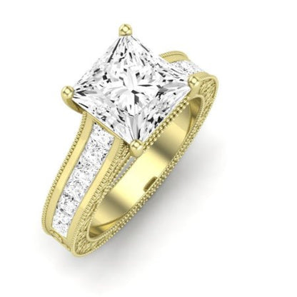 Edelweiss Moissanite Matching Band Only (does Not Include Engagement Ring) For Ring With Princess Center yellowgold