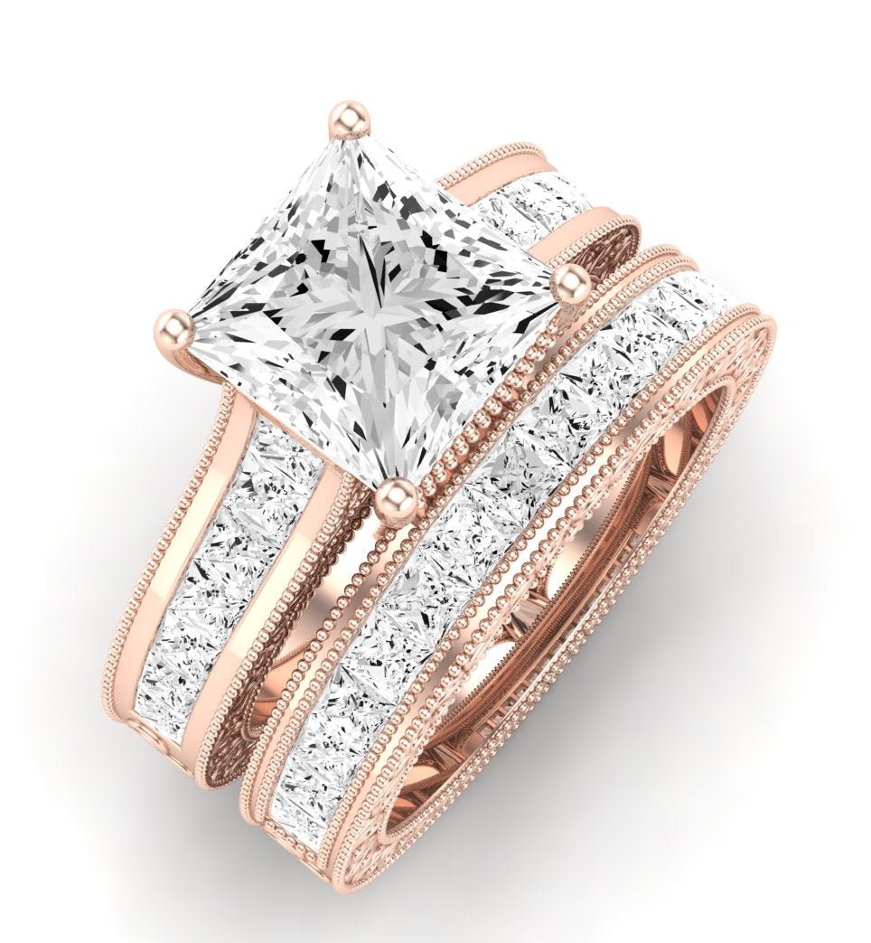 Edelweiss Moissanite Matching Band Only (does Not Include Engagement Ring) For Ring With Princess Center rosegold
