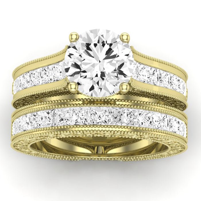 Edelweiss Moissanite Matching Band Only (does Not Include Engagement Ring) For Ring With Round Center yellowgold