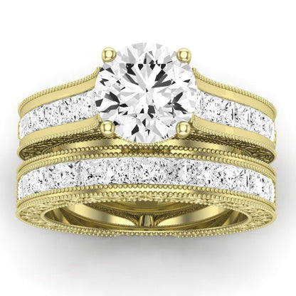 Edelweiss Moissanite Matching Band Only (does Not Include Engagement Ring) For Ring With Round Center yellowgold