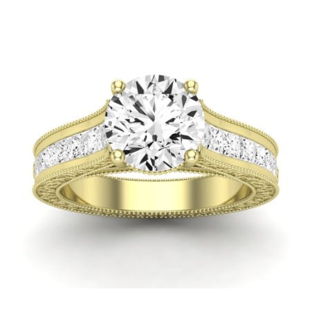 Edelweiss Moissanite Matching Band Only (does Not Include Engagement Ring) For Ring With Round Center yellowgold