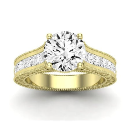 Edelweiss Moissanite Matching Band Only (does Not Include Engagement Ring) For Ring With Round Center yellowgold