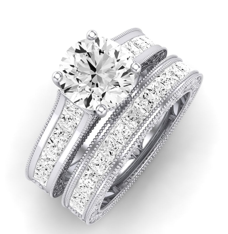 Edelweiss Moissanite Matching Band Only (does Not Include Engagement Ring) For Ring With Round Center whitegold