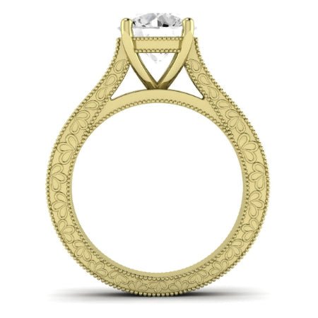 Edelweiss Moissanite Matching Band Only (does Not Include Engagement Ring) For Ring With Round Center yellowgold
