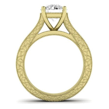 Edelweiss Moissanite Matching Band Only (does Not Include Engagement Ring) For Ring With Round Center yellowgold