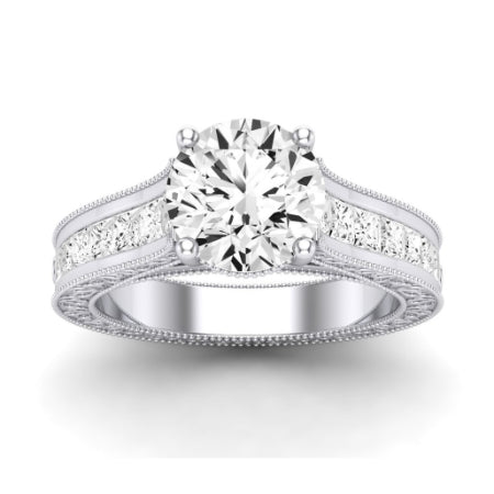 Edelweiss Moissanite Matching Band Only (does Not Include Engagement Ring) For Ring With Round Center whitegold