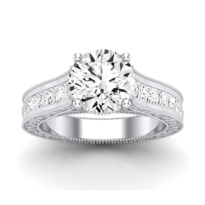 Edelweiss Moissanite Matching Band Only (does Not Include Engagement Ring) For Ring With Round Center whitegold