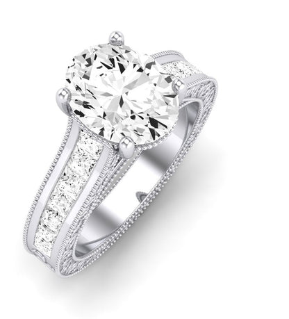 Edelweiss Oval Moissanite Engagement Ring whitegold