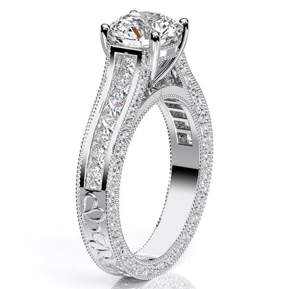Edelweiss Round Moissanite Engagement Ring whitegold