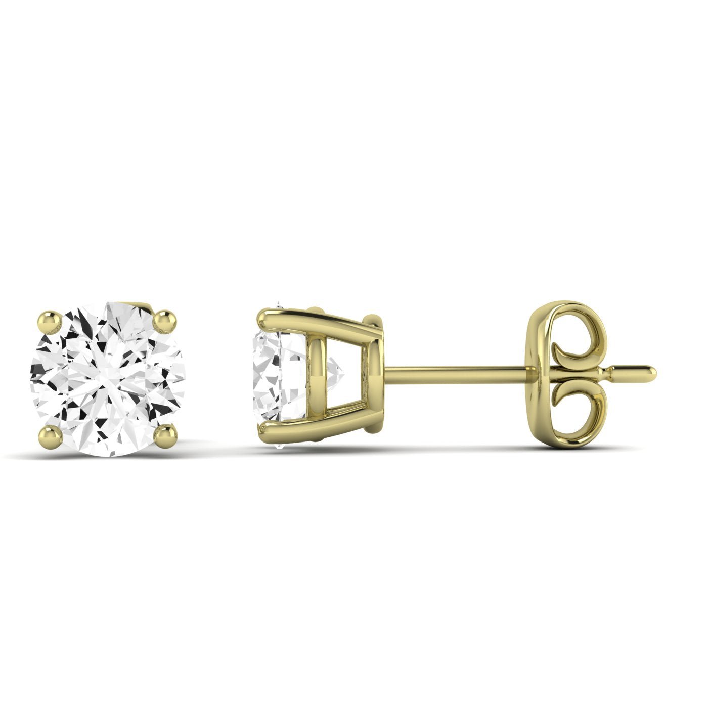 Elowen Round Cut Moissanite Stud Earrings yellowgold