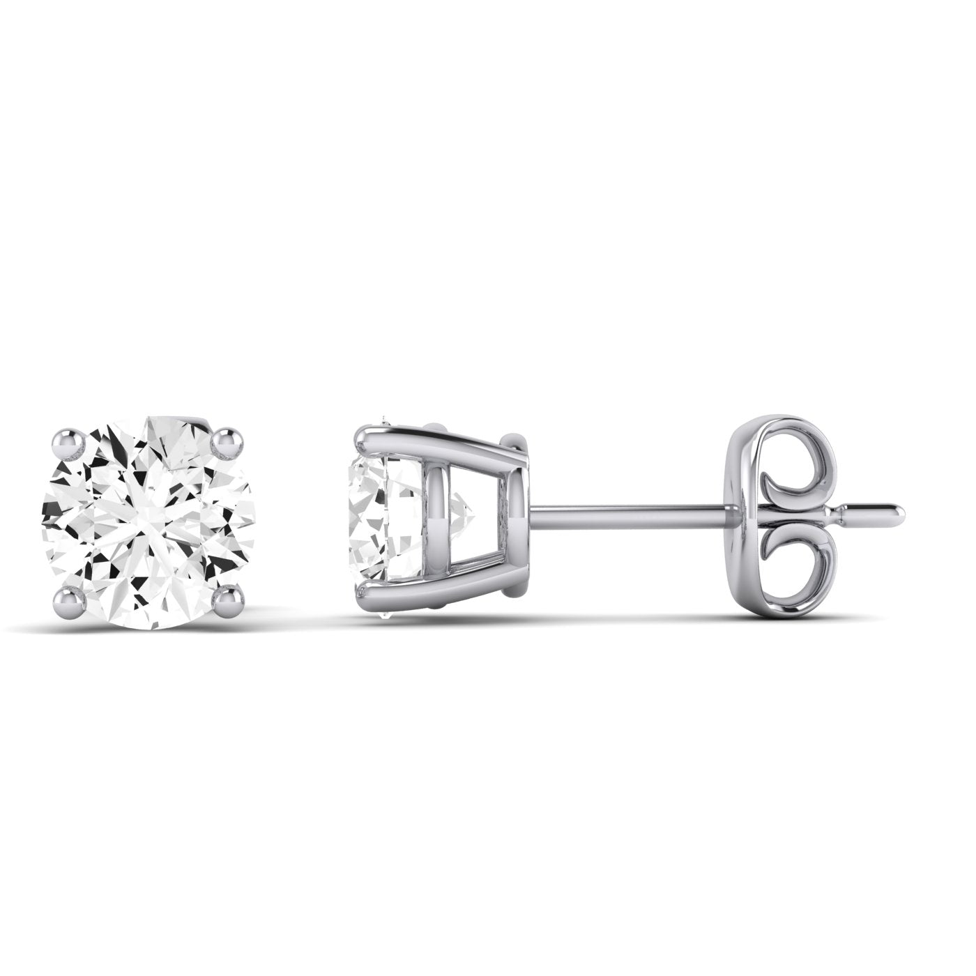 Elowen Round Cut Moissanite Stud Earrings whitegold