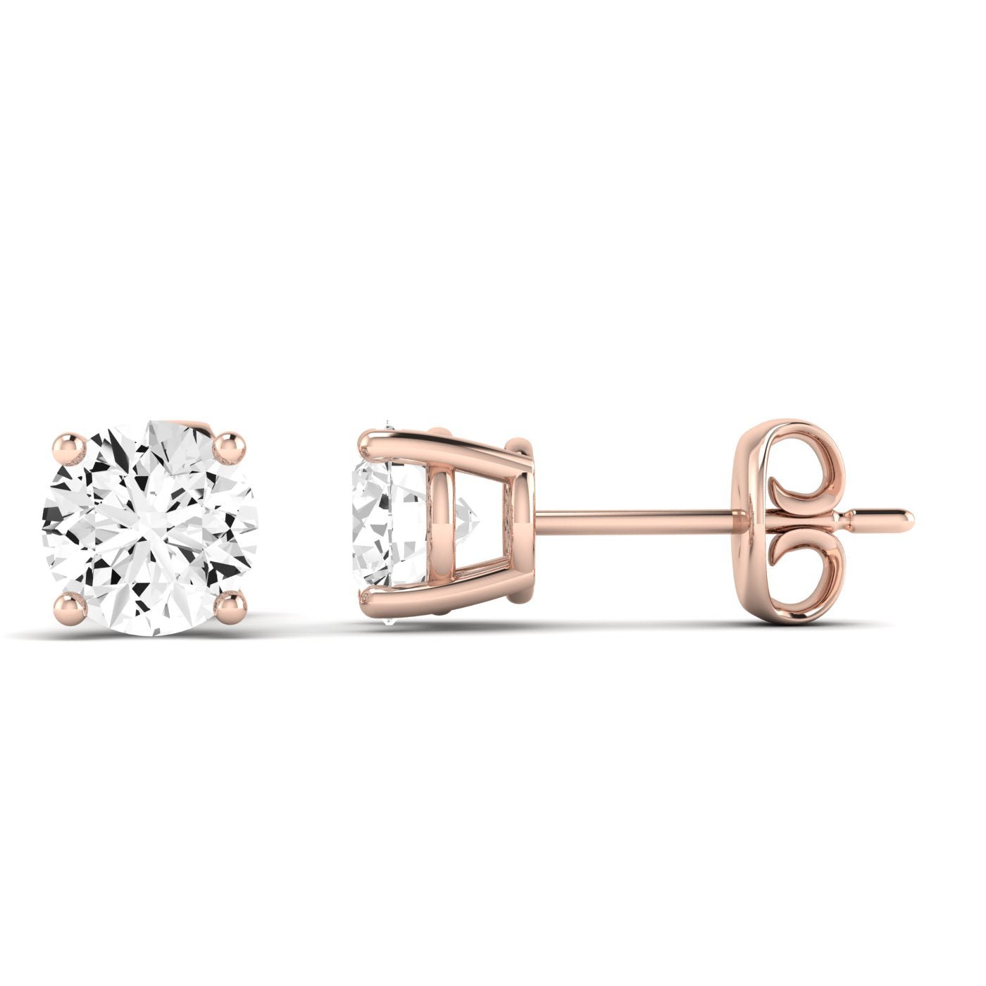 Elowen Round Cut Moissanite Stud Earrings rosegold