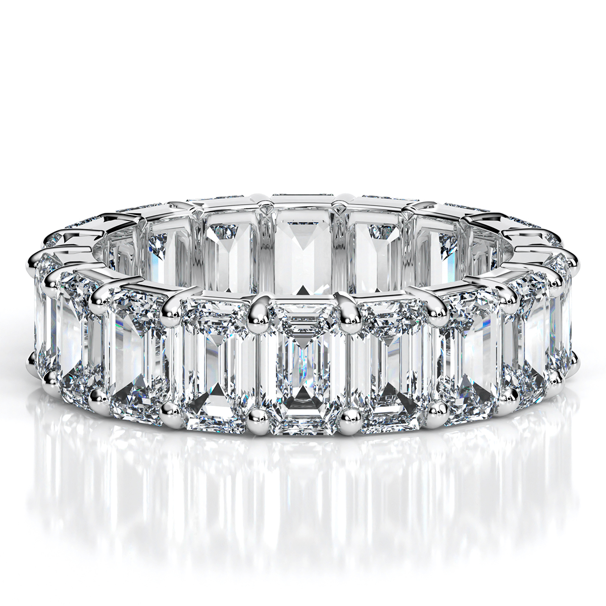 Emerald Cut Moissanite Eternity Band