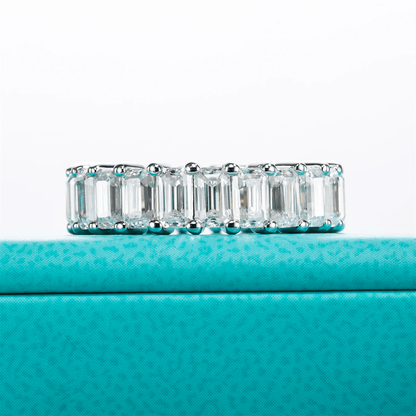 Emerald Cut Moissanite Eternity Band
