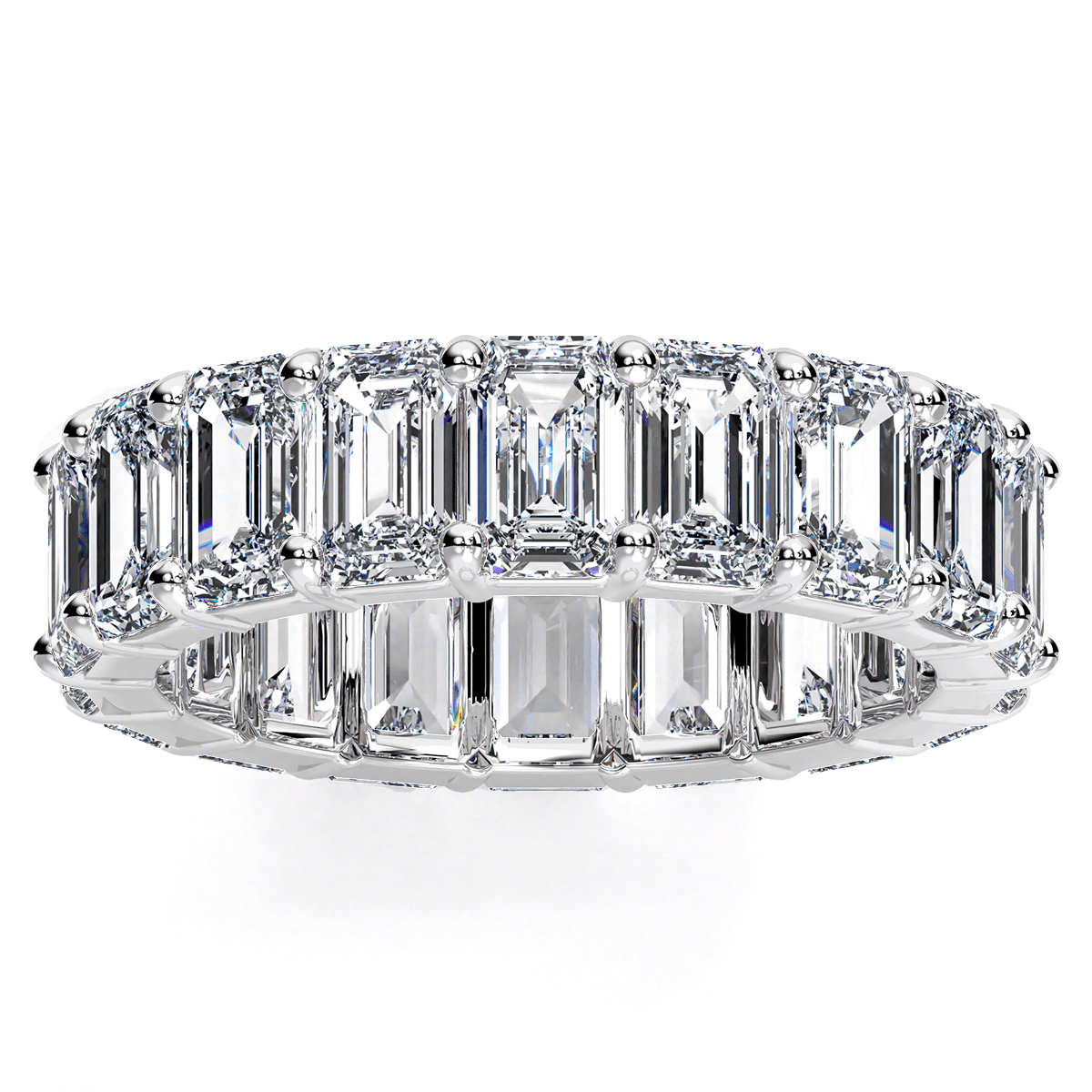 Emerald Cut Moissanite Eternity Band