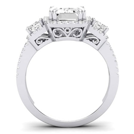 Erica Diamond Matching Band Only (does Not Include Engagement Ring) For Ring With Emerald Center whitegold