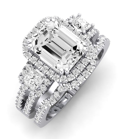 Erica Diamond Matching Band Only (does Not Include Engagement Ring) For Ring With Emerald Center whitegold