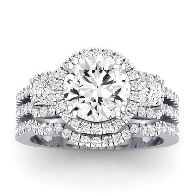 Erica Diamond Matching Band Only (does Not Include Engagement Ring) For Ring With Round Center whitegold