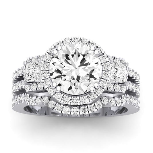 Erica Diamond Matching Band Only (does Not Include Engagement Ring) For Ring With Round Center whitegold