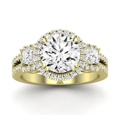 Erica Diamond Matching Band Only (does Not Include Engagement Ring) For Ring With Round Center yellowgold
