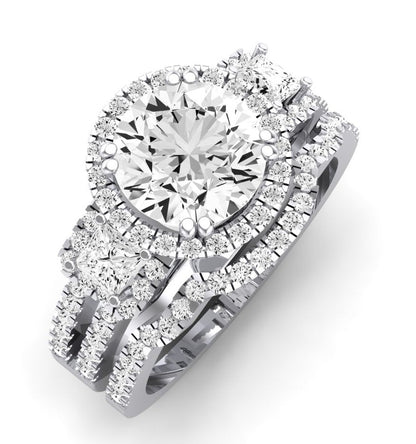 Erica Diamond Matching Band Only (does Not Include Engagement Ring) For Ring With Round Center whitegold