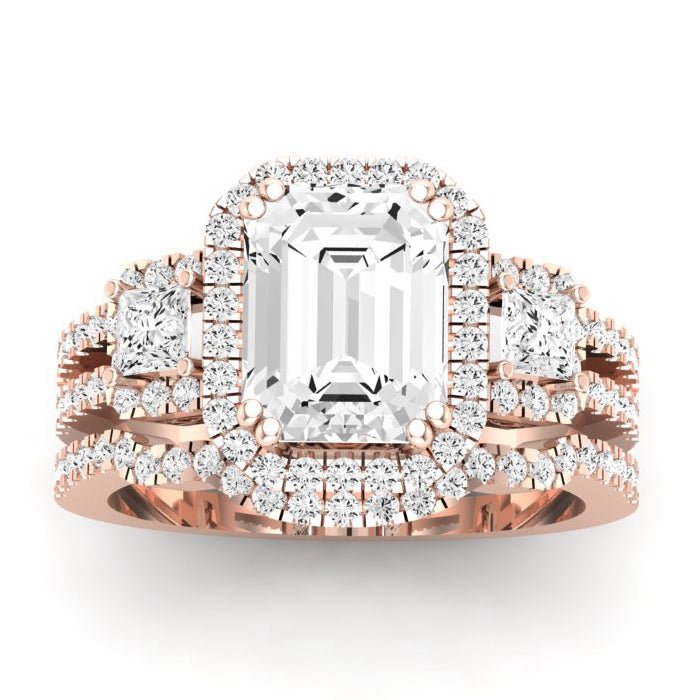 Erica Emerald Moissanite Bridal Set rosegold