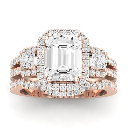 Erica Emerald Moissanite Bridal Set rosegold
